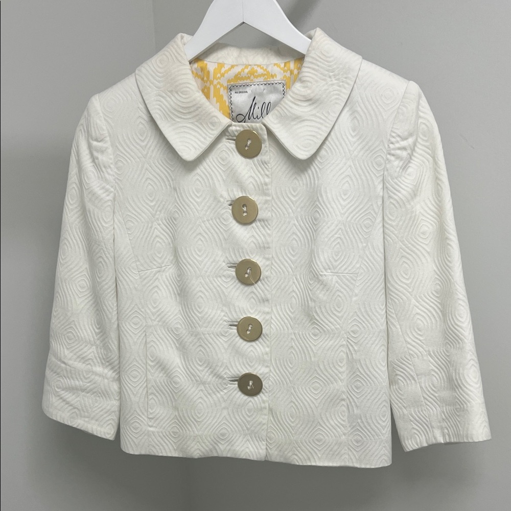 Milly Textured Jacket with Gold Accents